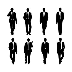 Businessman Silhouette with Peace Signs set
