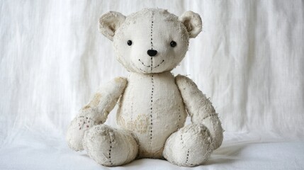 A soft and plush teddy bear toy with intricate stitching details