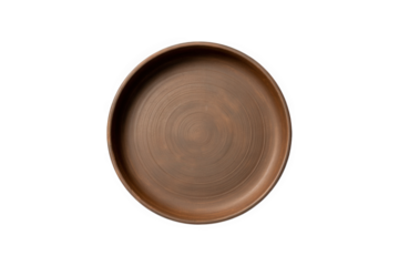 A brown plate on black background  isolated over png transparent background	