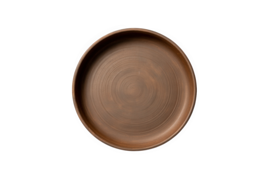 A brown plate on black background  isolated over png transparent background	 - Powered by Adobe