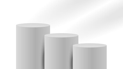 Minimal empty white podium vector design. Ideal for showcasing products, branding mockups, or UI presentations. Clean, soft shadow, and modern display scene for elegant visual focus, Vector assets.