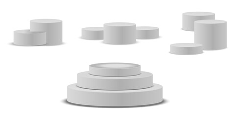 Minimal empty white podium vector design. Ideal for showcasing products, branding mockups, or UI presentations. Clean, soft shadow, and modern display scene for elegant visual focus, Vector assets.