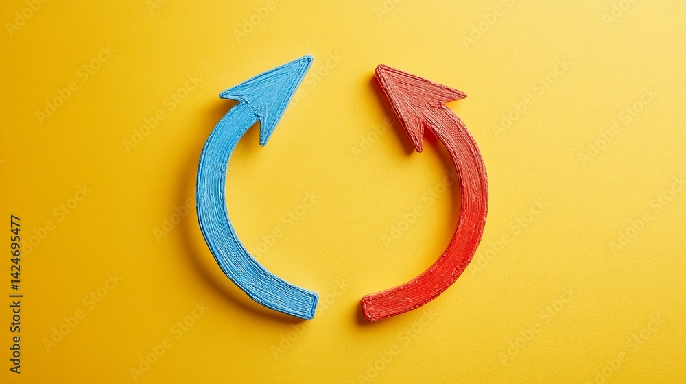 Poster abstract circular arrows red blue cycle process renewal modern design background texture image graph