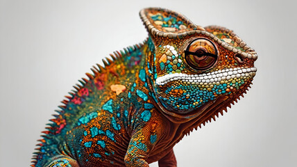 Fototapeta premium chameleon on a wooden background