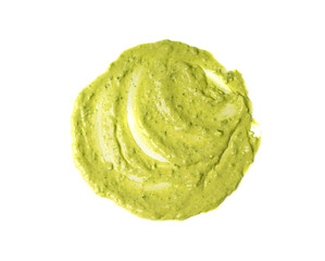 Green mojo verde sauce smear, dressing splatter drip, Canary Islands food
