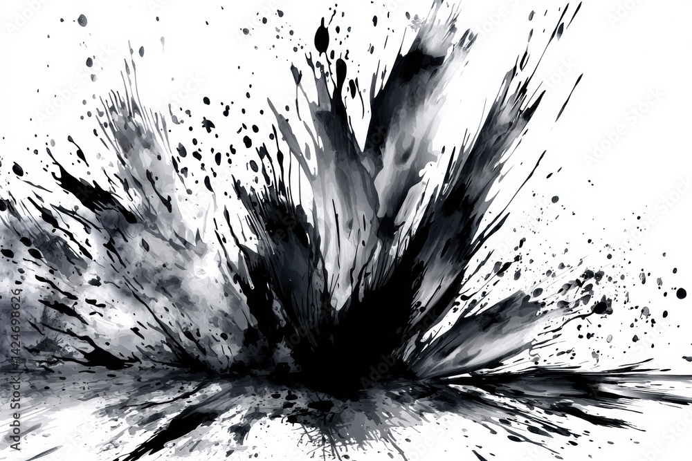 Aufkleber black ink splash in motion depicting an oil explosion with dynamic artistic flair created in a conte