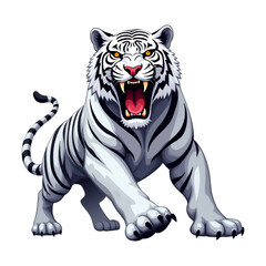 Obraz premium cartoon illustration, white tiger, HD image, transparent background
