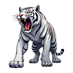 Obraz premium cartoon illustration, white tiger, transparent background