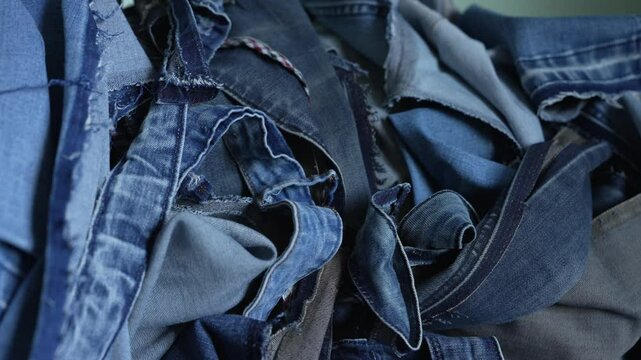 Denim Crafting Scraps. The textiles for recycling 