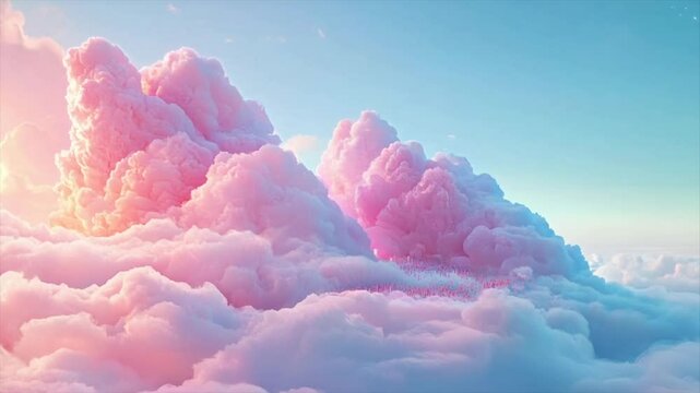 Pastel pink and blue cloudscape at sunset