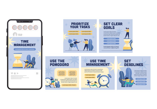 Blue And Yellow Office Productivity Icons Set