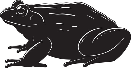 African Bullfrog Silhouette on White Background
