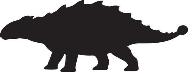 Ankylosaurus Silhouette on White Background