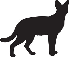 Serval Silhouette on White Background