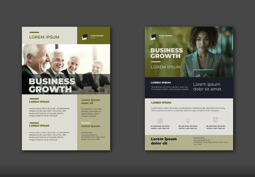 Green And Beige Corporate Strategy Flyer Layout
