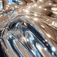 A close-up of a shiny, stainless silver metallic wavy background