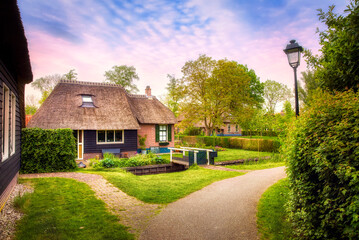 Evening at a Walking Path in Beautiful Giethoorn, Netherlands