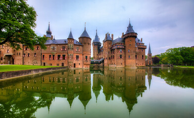 The Famous De Haar Castle outside Utrecht, Netherlands, Built in Gothic Revival Style