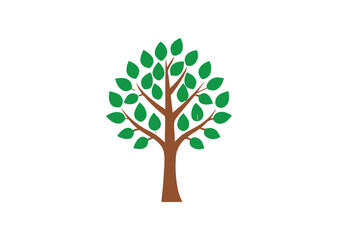 Obraz premium Tree flat icon with green leaves Design, Tree silhouette Vector