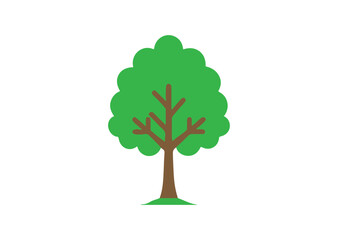 Tree flat icon with green leaves Design, Tree silhouette Vector