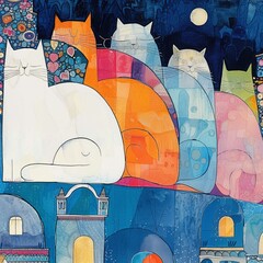 Cats in a Greece landscape