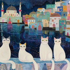 Cats in a Greece landscape