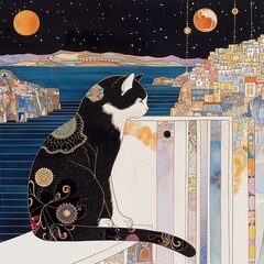 Cats in a Greece landscape