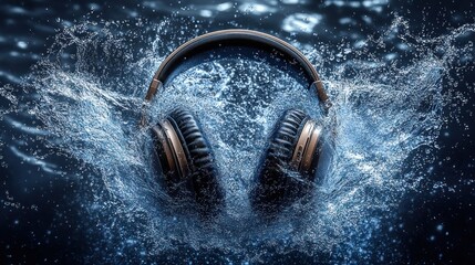 Headphones in water splash (1)