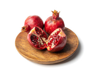 Pomegranate Isolated, Red Ripe Fruit, Fresh Sweet Organic Pomegranates