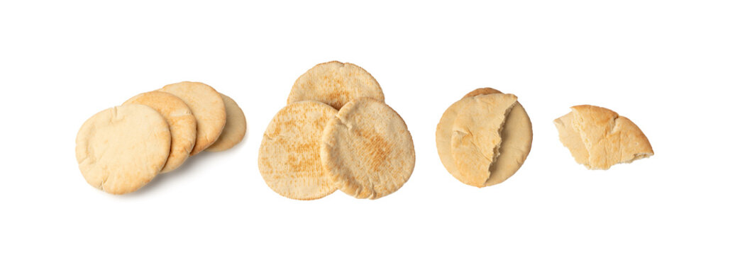 Pita flat bread, wheaten pitta flatbread also known as Arabic bread, chapati, greek pita naan, khubz