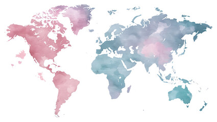 PNG World map illustration pastel colors.