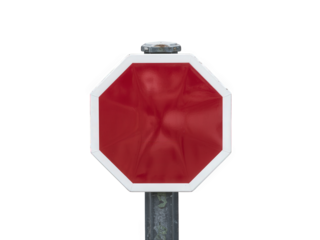 A red stop sign on a pole  isolated over png transparent background	