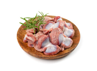 Poultry Offal Isolated, Raw Chicken Stomach, Poultry Giblets, Fresh Turkey Stomach, Chicken Gizzard
