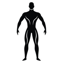Human Standing Body Silhouette Vector for Health
