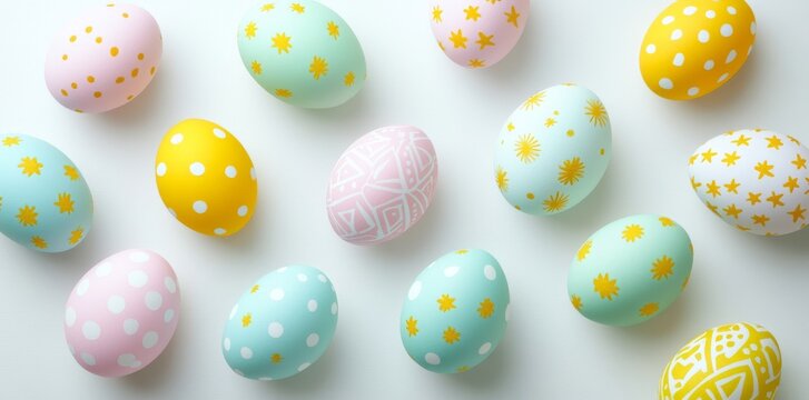 Paper Easter eggs in various colors can be used to create festive designs, complete craft projects, and decorate holiday-themed websites and blogs