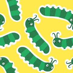 Kids seamless caterpillar cute pattern for fabrics and textiles and packaging and linens and wrapping paper