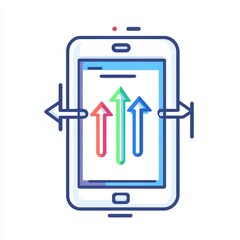 A colorful smartphone design incorporating arrows to represent the flow of data and communication
