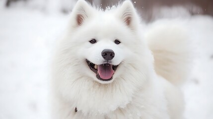 Obraz premium Samoyed dog in a winter wonderland Thick