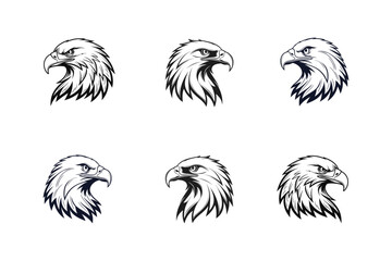 Eagle head silhouette Logo Illustration. Eagle Head silhouette Vector art Design. Black and White Eagle Head Logo, icon vector.