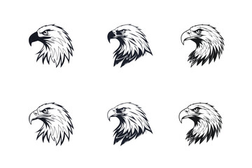 Eagle head silhouette Logo Illustration. Eagle Head silhouette Vector art Design. Black and White Eagle Head Logo, icon vector.