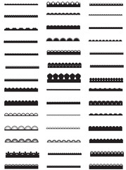Scalloped Borders Bundle for Card Making, Paper Crafts, Wedding Invitations, Stationery, Posters, Web Design, Brochures. Black Vector Borders Collection Set