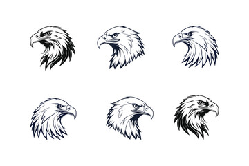 Eagle head silhouette Logo Illustration. Eagle Head silhouette Vector art Design. Black and White Eagle Head Logo, icon vector.