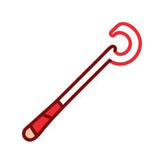 Red crook staff or shepherd's crook illustration