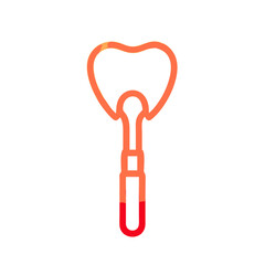 Orange Outline Dental Mouth Mirror Illustration on Black