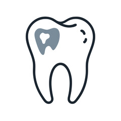 Tooth with cavity, dental health, oral care illustration