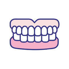 Cartoon Dentures Illustration for Dental Health and Oral Care