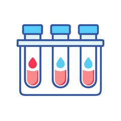 Test tubes with blood and solution in laboratory