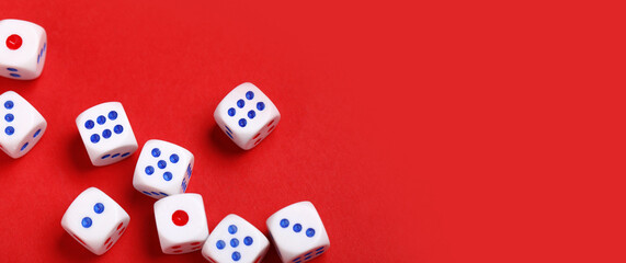 White game dices on red background