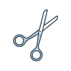 Open Medical Scissors Isolated on Black Background