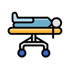 Patient on a stretcher emergency health cartoon illustration
